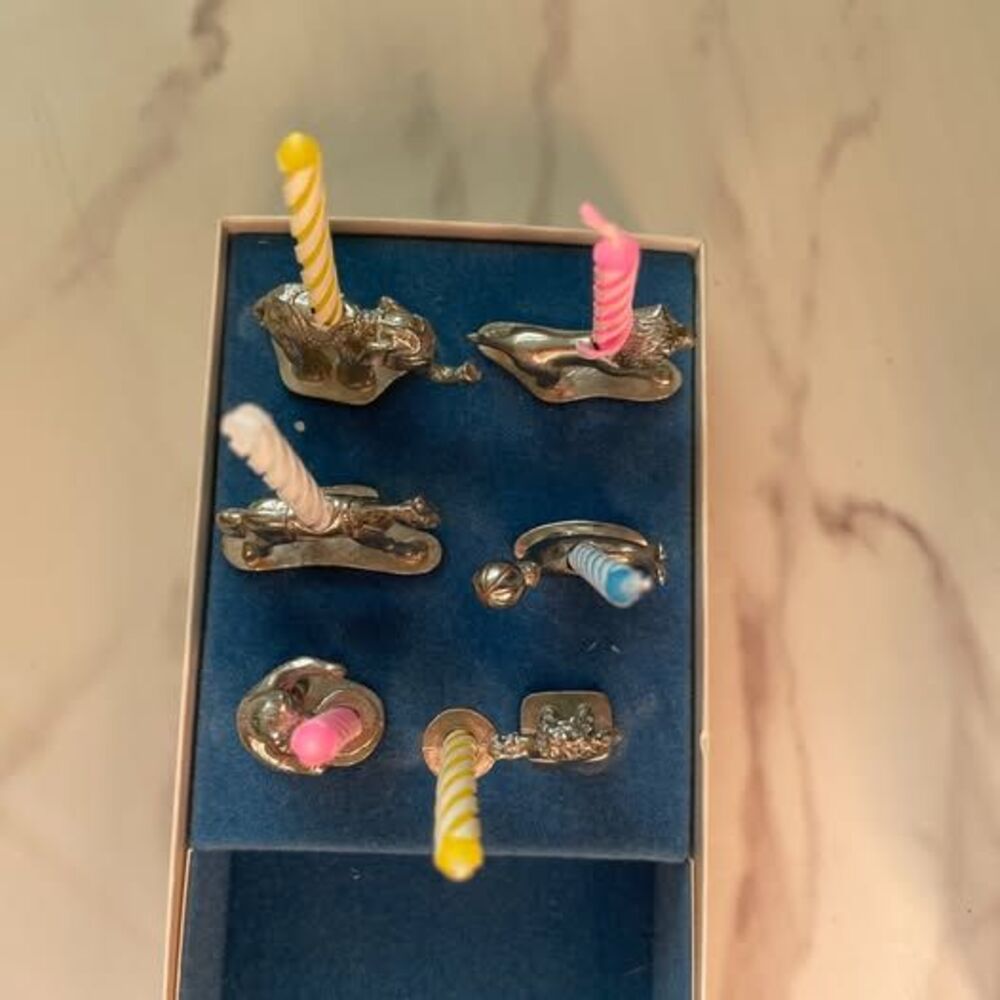 Vintage Empire Silver Circus-Themed Birthday Candle Holders Set (Box & Candles) - Picture 6 of 9